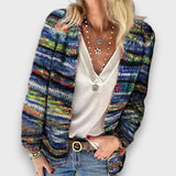 Sarai – Bunter Strick-Cardigan – Blau