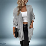 Lässig – mittellanger cardigan – Grau
