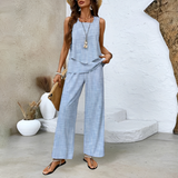 Elma - Elegantes Sommer-Zweiteiler-Set für Damen – Blau