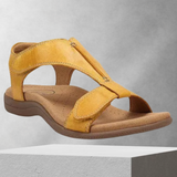 FunStep - Schnalle Leder flach Sandalen – Gelb
