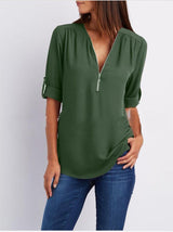 Valeria - Bluse mit Reißverschluss – Grün