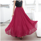 Ingrid - Langer Chiffonrock – Burgundisch