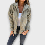 Danna – Cordjacke mit Kapuze und Retro-Charme – Khaki