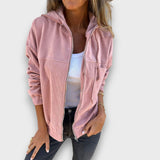Danna – Cordjacke mit Kapuze und Retro-Charme – Rosa