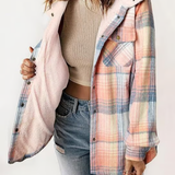 Amira-Karierte Kapuzenjacke – Lässiger Herbst-Look – Rosa
