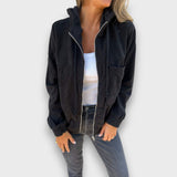 Danna – Cordjacke mit Kapuze und Retro-Charme – Schwarz