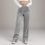 Nina | Elastische Hose mit hoher Taille – Grau