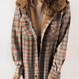 Amira-Karierte Kapuzenjacke – Lässiger Herbst-Look – Braun