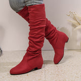 Overknee Stiefel Damen | Schlupfform mit Niedrigem Blockabsatz – Rot