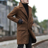 Herren stilvoller Doppelreiher-Wollmantel Aliams – Camel