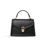 Elena | Strukturierte Damenhandtasche mit Top-Handle & goldfarbenem Verschluss – Elegante City-Bag – Schwarz