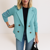Martine™ | Elegante Jacke mit Strickärmeln – Hellblau