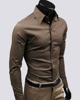 Jacob - Elegantes Langarmhemd für Herren – Braun
