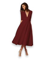 Damen Elegantes Festliches Kleid | Ärmellos Maxi – Wein Rot