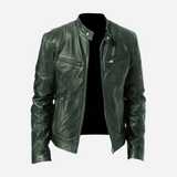 Norris - Lässige und schmal geschnittene Lederjacke für Herren – Grün