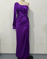 Helena - Elegantes One-Shoulder-Kleid mit Schlitz für Damen – Lila