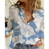 Freesia – Bluse mit Blumenmuster – Blau Weiß