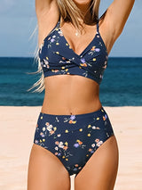 Leyla - Stilvoller hoch taillierter Bikini – Dunkelblau