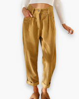 Damen Lässige Stoffhose | Bequeme Passform – Sonnenstrahl Gelb