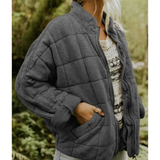 Damen Warme Reißverschluss Jacke – Dunkelgrau