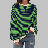 Amelia - Weicher Strickpullover mit Streifen – Grün