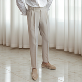 Kristian - Elegante Plisseehose mit Schnalle für Herren – Beige