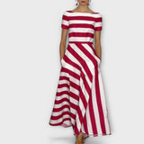 Janell - Streifenmaxikleid – Rot