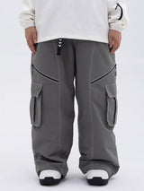 Damen Hose | Oversize Baggy Beinform mit Cargotaschen – Grau