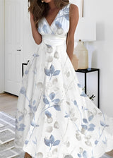 Kathryn - Stilvolles Maxikleid mit Blumenmuster für Damen – Hellblau