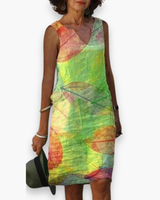 Damen Stilvolles Ärmelloses Kleid | Herbst – Grün