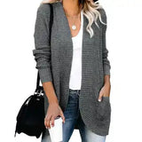 HANAE –  Long-cardigan mit retro-flair – Dunkelgrau