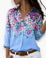 Damen Lässige Druckbluse | Zeitloser Stil – Blau