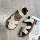 Vera - Flache Crossover-Sandalen mit gepolsterter Sohle – Aprikose