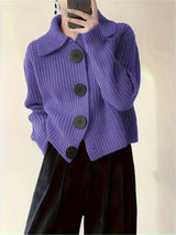 Amy – Lässiger Langarm Pullover – Lila