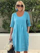 Lisa – Sommerkleid mit Taschen – Blau