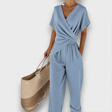 Celira – 2-teiliges Set im Jumpsuit-Stil mit Wickeloptik – Hellblau