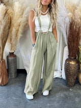 Rostica - Lässiger Jumpsuit mit weitem Bein für einen stilvollen Sommer – Matcha