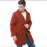 Herren stilvoller Doppelreiher-Wollmantel Aliams – Weinrot