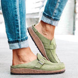 Lina - Lässige Wildleder-Slipper mit Schnalle und Stil. – Grün