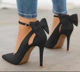 Isabelle - Damen High Heels mit Schleife und Knöchelriemen – Schwarz