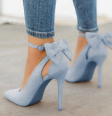 Isabelle - Damen High Heels mit Schleife und Knöchelriemen – Blau