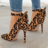 Isabelle - Damen High Heels mit Schleife und Knöchelriemen – Leopardenmuster