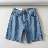 Damen High-Waist Shorts – Elegante Sommer-Shorts mit weitem Bein – Denim-Blau