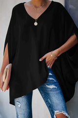 Lela - Elegante lockere Bluse für Frühling und Sommer – Schwarz