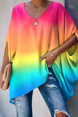 Lela - Elegante lockere Bluse für Frühling und Sommer – Regenbogen