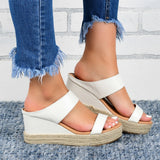 HempStyle™ – Elegante Damen Keilabsatz Sandalen aus natürlichem Hanf – Weiß