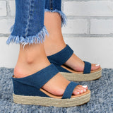 HempStyle™ – Elegante Damen Keilabsatz Sandalen aus natürlichem Hanf – Blau
