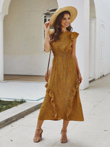 Camila - Midikleid mit Rüschen – Gelb