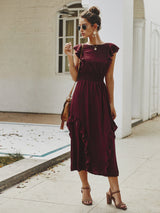 Camila - Midikleid mit Rüschen – Rot