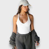 Talia – Ripp-Top mit Racerback – Weiß